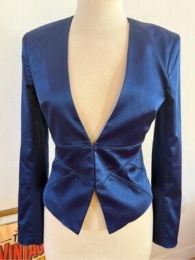 Vintage Y2K Bebe Royal Peacock Blue Blazer / Jacket. Size 2